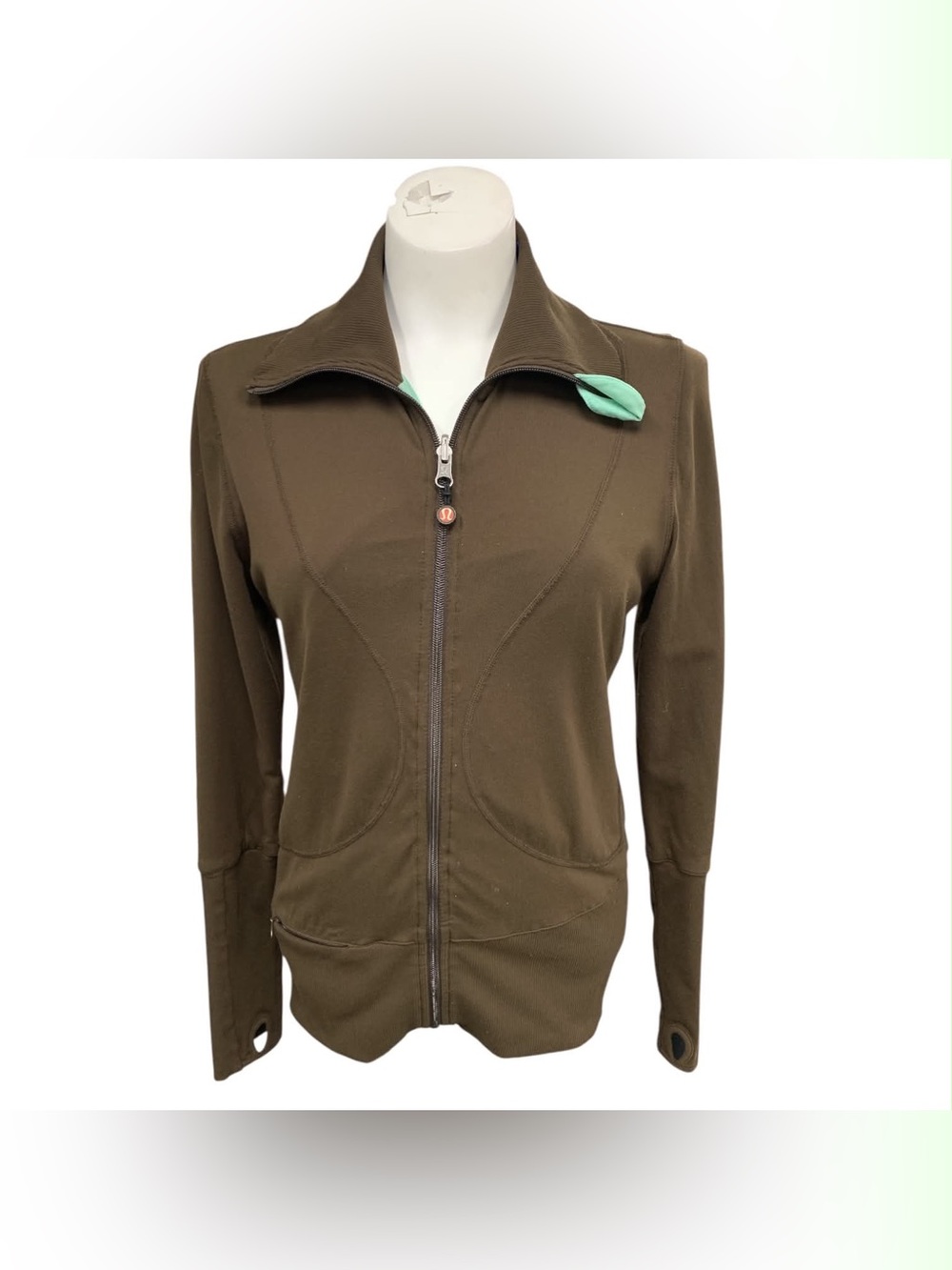 lululemon athletica Brown Bomber Jacket with Mint Trim Size M